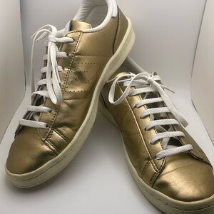 New Balance J Crew Metallic Gold Leather Casual Sneakers